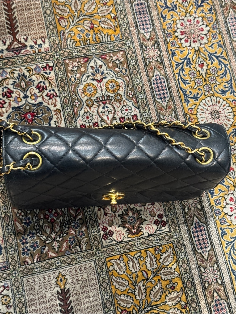 Authentic Vintage CHANEL Black 2 Sided Quilted Shoulder Bag with Gold Chain - Picture 10 of 17